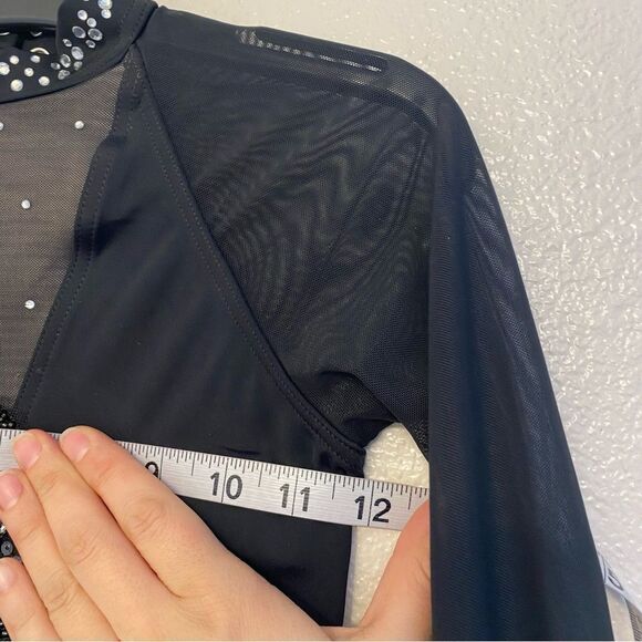 Weissman solo custom Dance costume black Long Poet Sleeve Leotard MT11817 MC - Picture 9 of 14